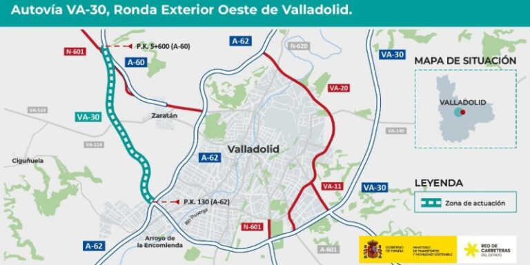 Transportes adjudica por 1,48 millones de euros la redacción del proyecto de la VA-30, Ronda Exterior Oeste de Valladolid