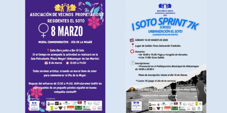 La asociación de El Soto (Aldeamayor) organiza la pintada de un mural conmemorativo del Día de la Mujer y una prueba deportiva