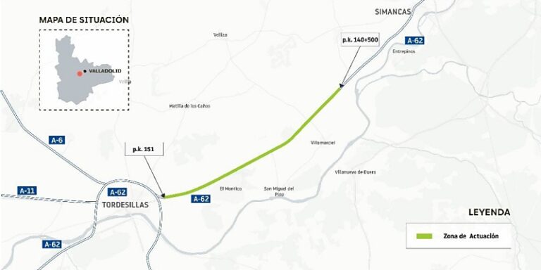 Transportes aprueba el proyecto de ampliación de la A-62 entre Simancas y Tordesillas