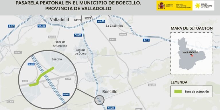 Transportes adjudica la construcción de una pasarela peatonal en Boecillo, con un presupuesto de 2,74 millones de euros